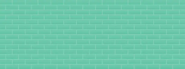 Vector illustration of Green colorful brick wall abstract background texture wallpaper interior vector illustration art graphic design vintage