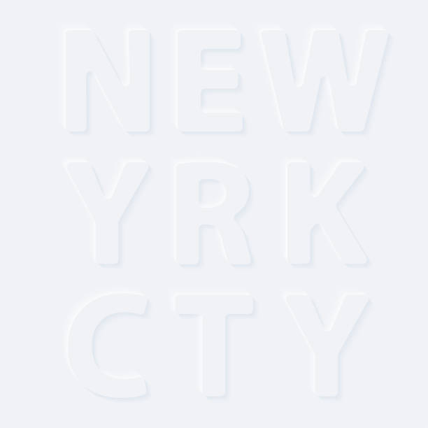 istock New yrk cty York city. Vector soft words. Bright white gradient neumorphic effect character type icon. Internet gray t-shirt print isolated on a background. 1267708905