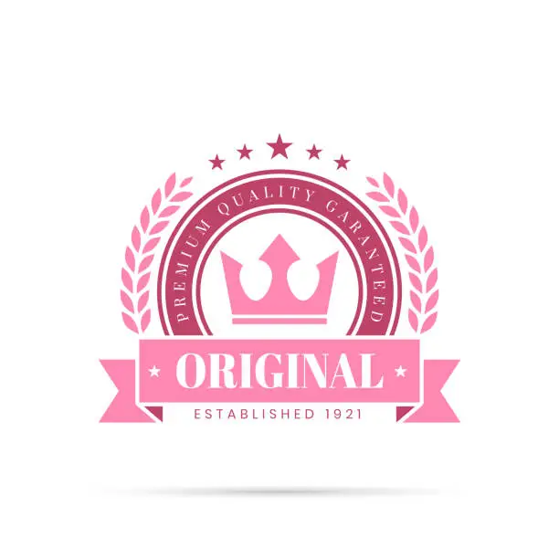 Vector illustration of Trendy Pink Badge - Original, Premium Quality Guaranteed