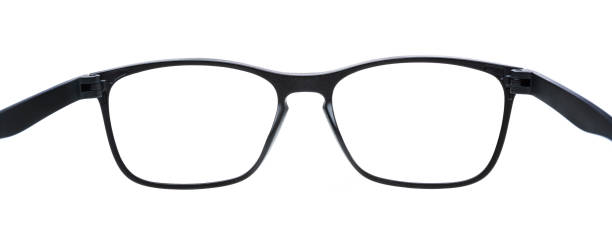istock Black eyeglasses isolated on white background. Rear view. 1267712672