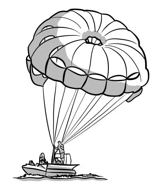 Vector illustration of Parasailing Fun