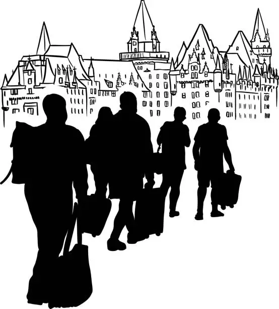 Vector illustration of Tourist's Luxury Hotel Silhouette