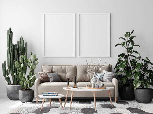 istock Modern Interior Living Room Poster Frame Mockup 1267716615