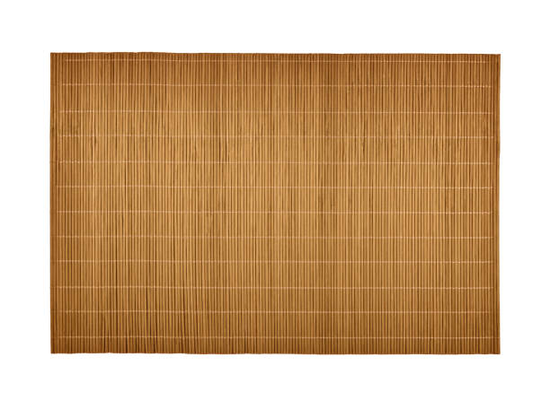 istock Brown bamboo wood mat on white 1267716695