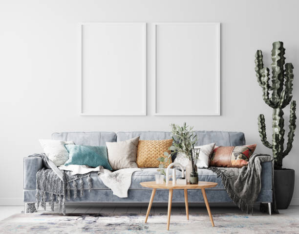 istock Modern Interior Living Room Poster Frame Mockup 1267716705