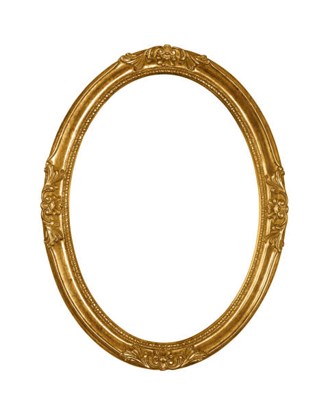 istock Vintage golden oval round picture frame 1267716724