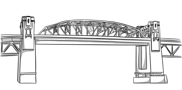 illustrations, cliparts, dessins animés et icônes de vieux pont de ville de ville - bridge stone bridge vector arch bridge