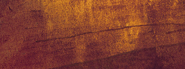 istock Panoramic grunge rusted metal texture, rust and oxidized metal background. Old metal iron panel. 1267717645