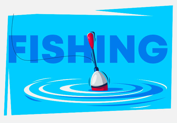 vektor-illustration eines fischtriebs im wasser, angeln - angelschwimmer stock-grafiken, -clipart, -cartoons und -symbole
