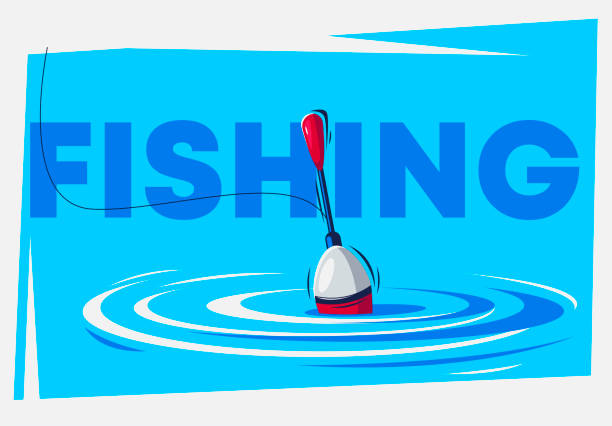 ilustraciones, imágenes clip art, dibujos animados e iconos de stock de ilustración vectorial de un flotador de pesca en el agua, pesca - corcho-de-pesca