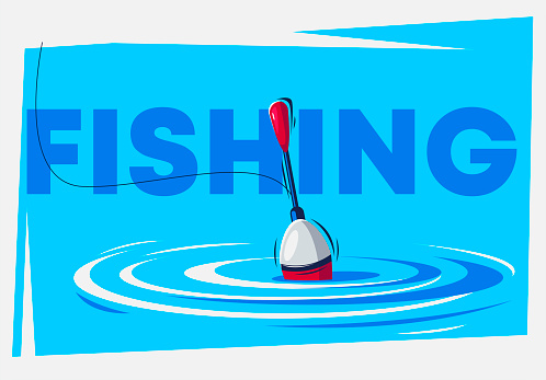 Vector illustration of a fishing float in the water, fishing