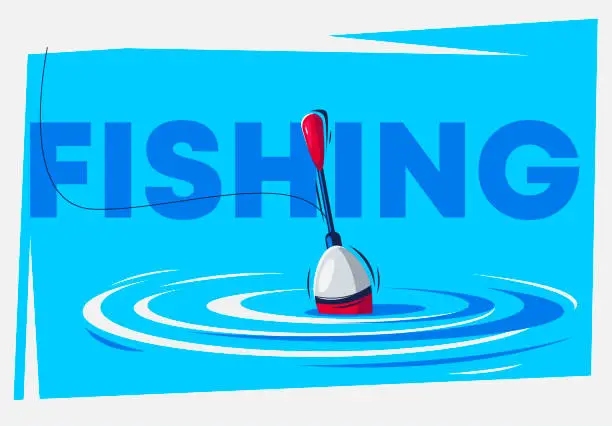 Vector illustration of Vector illustration of a fishing float in the water, fishing
