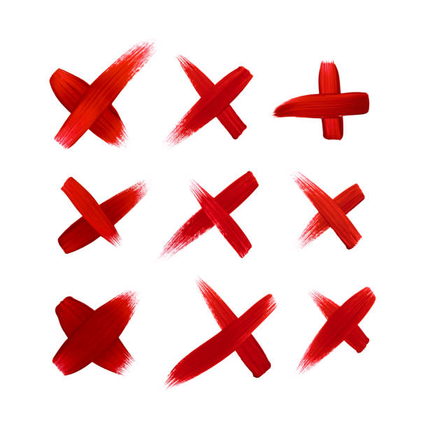 istock Red  X mark symbols painted with a brush isolated on white background 1267720644