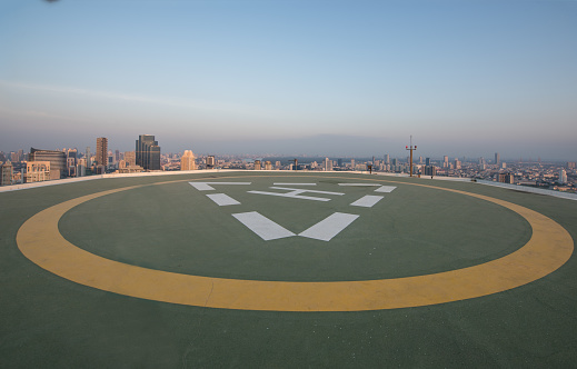 Heliport backdrop of the city