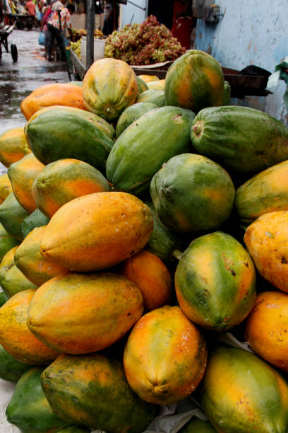salvador, bahia, / brazil - april 18, 2013: papaya for sale in the city of Salvador.