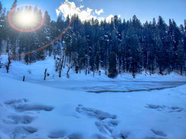 美しい日差しのクリックと山の上に降雪ケダルカントウッタラカンド - 4598 ストックフォト�と画像