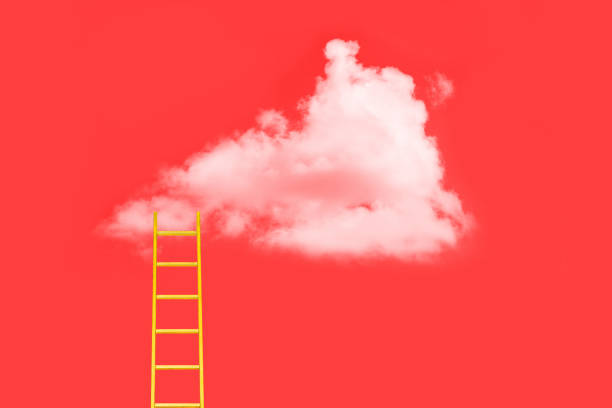 istock White fluffy cloud on a red background. One white cloud. Weather is a minimal concept. 1267723420