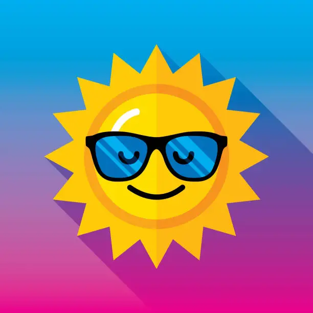 Vector illustration of Sunglasses Sun Icon Flat 2