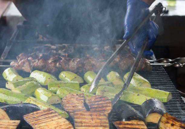 istock Stewed zucchini, vegetables under the grill. 1267732220