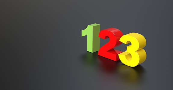 Close-up of the podium with prize numbers on a white background. 3d render illustration.