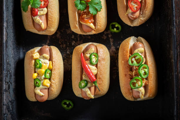 istock Unhealthy mini hot dogs as a quick appetizers 1267736360