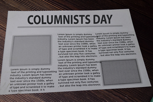 Columnists Day text in headline isolated on white background. Newspaper concept