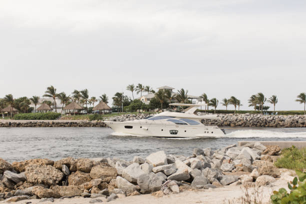 White Boat on the Jupiter Inlet in Jupiter, Florida