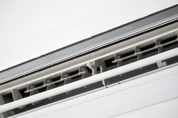 istock Close up air conditioner on white wall background 1267747932
