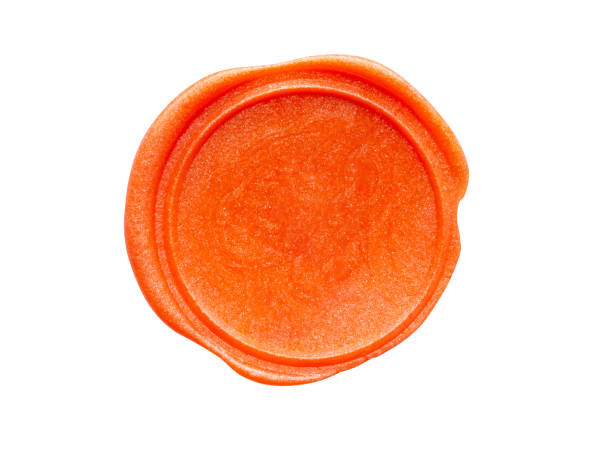 istock Red wax stamp seal isolated on white background 1267747988