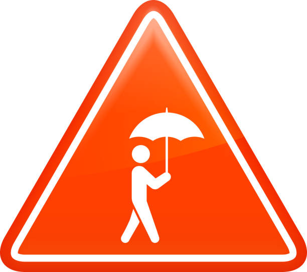 ilustrações de stock, clip art, desenhos animados e ícones de man walking with umbrella icon - protection umbrella people stick figure