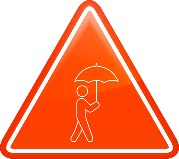 ilustrações de stock, clip art, desenhos animados e ícones de man walking with umbrella icon - protection umbrella people stick figure