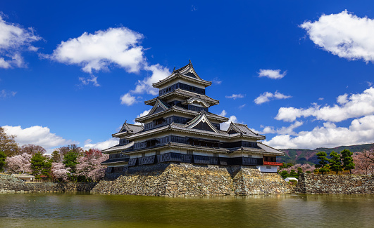 Matsumoto, Japan - April 11, 2016: The Matsumoto castle is the oldest six-story castle tower remaining in Japan. The Matsumoto castle was built in 1593.