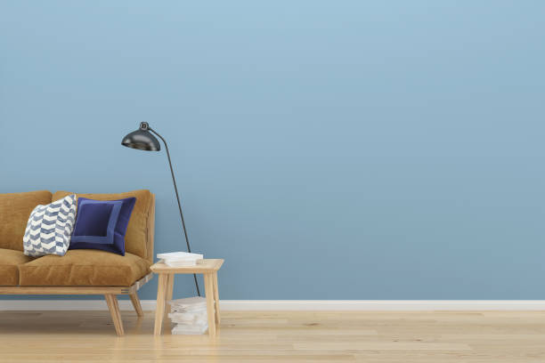 istock Scandinavian Cozy Living Room Interior With Minimal Sofa Plant Tree,3D Render,Background Mock up Concept Design 1267813430