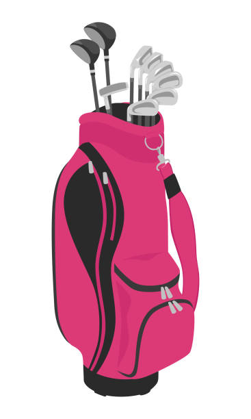 一個粉紅色的球童袋的插圖,帶到高爾夫球場。 - 哥爾夫球袋 幅插畫檔、美工圖案、卡通及圖標