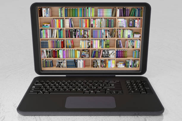 istock EBook. Download books on laptop  - 3D illustration 1267824530