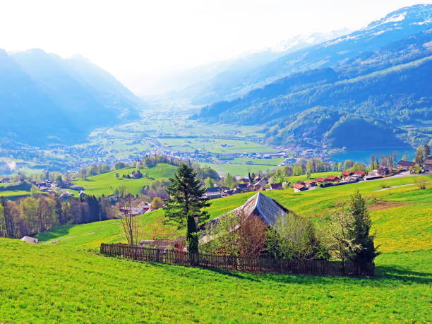 istock Spacious subalpine valley Seeztal along the Seez River between Lake Walensee and the Rheintal Valley, Walenstadtberg - Canton of St. Gallen, Switzerland (Kanton St. Gallen, Schweiz) 1267842570