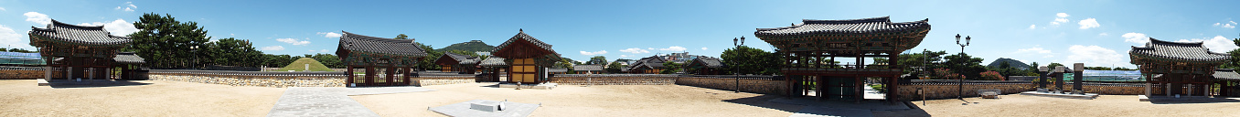 Gimhae, Busan, South Korea, September 1, 2017: Panoramic of King Suro tomb. Legendary founder of the state of Geumgwan Gaya (43 - 532)