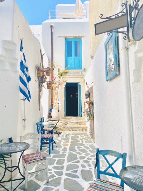 Cute restaurant in Naxos, Greece stock photo