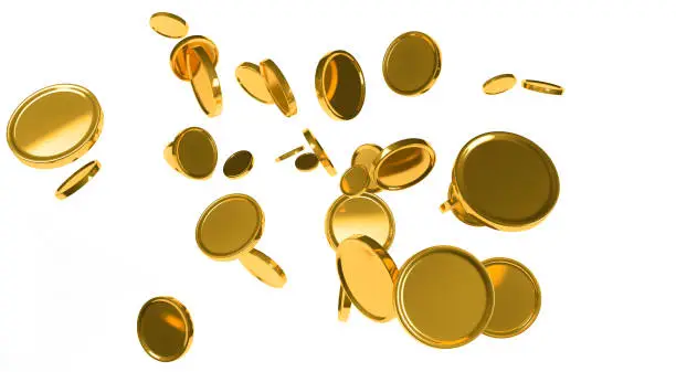 Photo of Mock up of golden coins or money falling