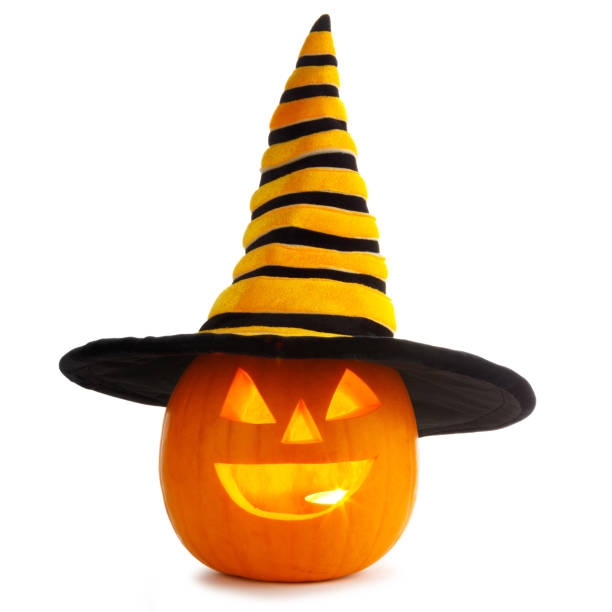 istock Halloween pumpkin in witches hat 1267892022