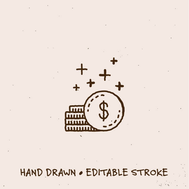 Hand Drawn Save Money Icon with Editable Stroke Sketchy Save Money Single Line Icon with Editable Stroke change drawings stock illustrations