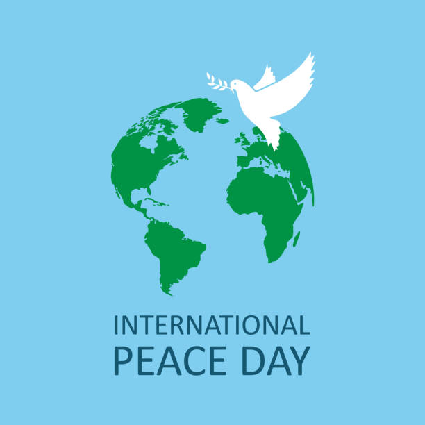 Vector image of international day of peace. Vector image of international day of peace. dove earth globe symbols of peace stock illustrations