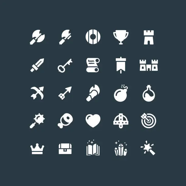 Vector illustration of Flat Fantasy RPG Icons