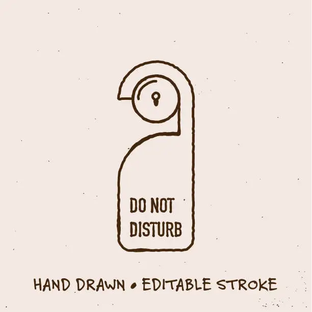 Vector illustration of Hand Drawn Do Not Disturb Icon with Editable Stroke