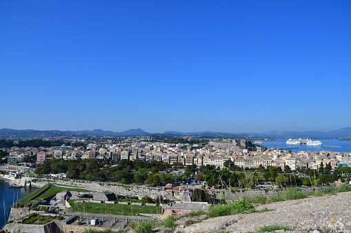 Corfu aerial townscape taken from the top of the New Fortress