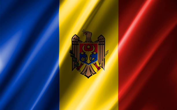 3D rendering of the waving flag  Moldova