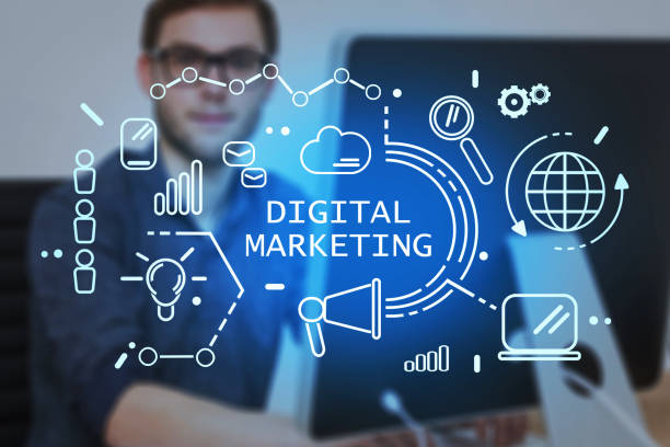 istock Man in glasses in office, digital marketing 1267935041