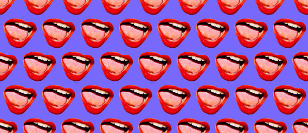 istock Seamless fashion Pattern Red lips mouth. Use for prints 1267936415