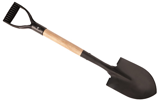 This is a brand new black wooden spade.