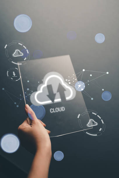 istock Concept of business women, hands on technology, digital data storage Cloud technology and data exchange around the world. 1267945744